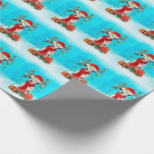 Dalmatiër in sneeuw met kerstcadeaus cadeaupapier (Hoek)