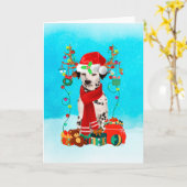 Dalmatiër in sneeuw met kerstcadeaus kaart (Gele Bloem)