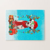 Dalmatiër in sneeuw met kerstcadeaus legpuzzel (Horizontaal)