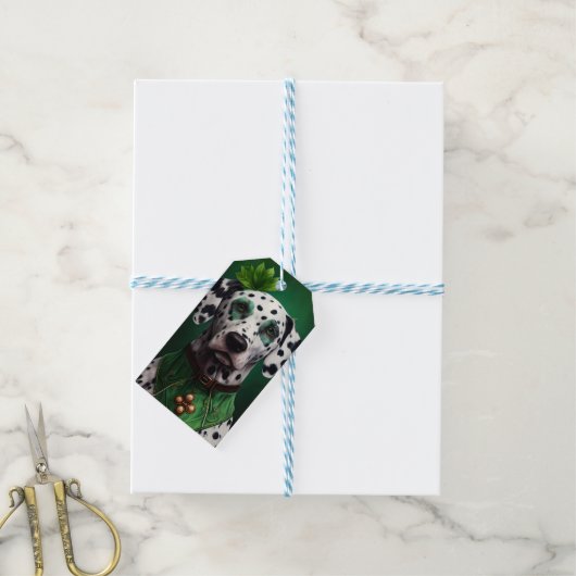 Dalmatiër in St. Patrick's Day jurk Cadeaulabel (Met Touw)