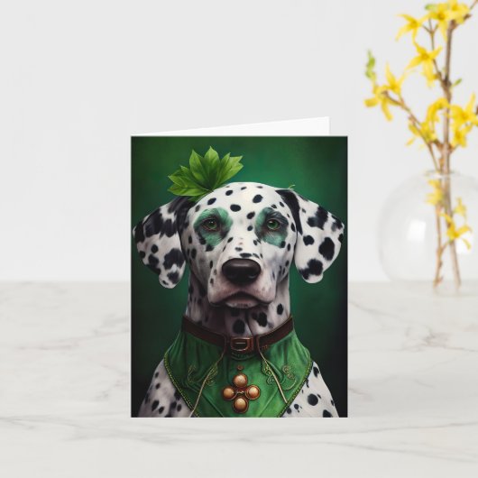 Dalmatiër in St. Patrick's Day-jurk Kaart (Gele Bloem)