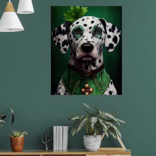 Dalmatiër in St. Patrick's Day-kleding Poster (Woonkamer 1)