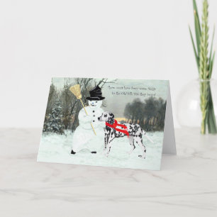 Dalmatiër in wintersneeuw feestdagen kaart