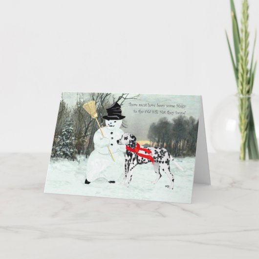 Dalmatiër in wintersneeuw feestdagen kaart (Voorkant)