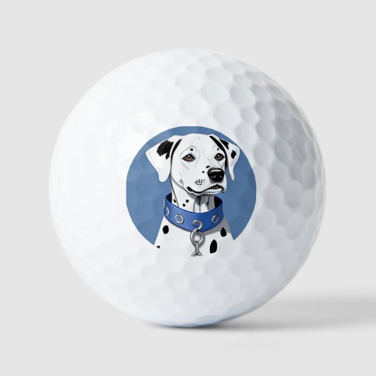 Dalmatiër met blauwe halsband golfballen (Voorkant)