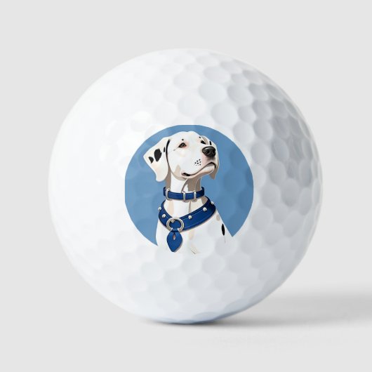 Dalmatiër Met Blauwe Halsband Golfballen (Voorkant)