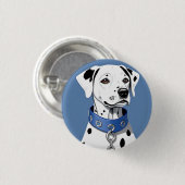 Dalmatiër met blauwe halsband ronde button 3,2 cm (Voorkant /achterkant)