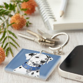 Dalmatiër met blauwe halsband sleutelhanger (Voorkant Rechts)