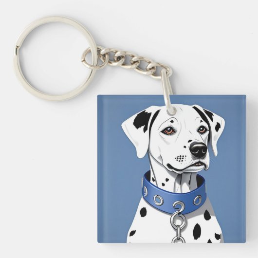 Dalmatiër met blauwe halsband sleutelhanger (voorkant)