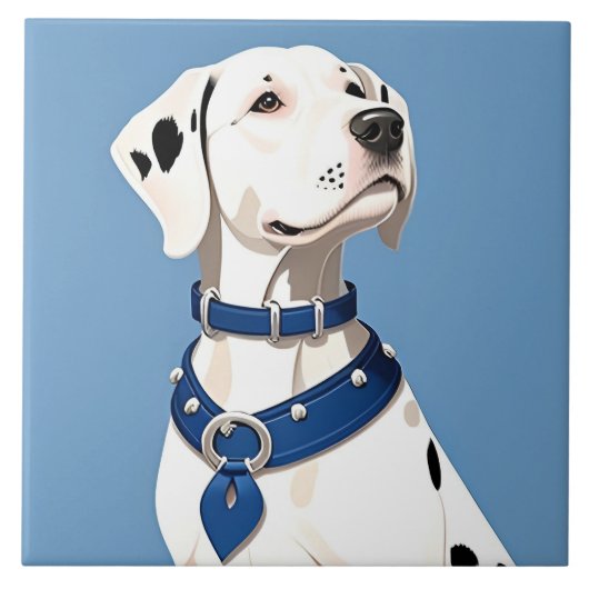 Dalmatiër Met Blauwe Halsband Tegeltje (Voorkant)