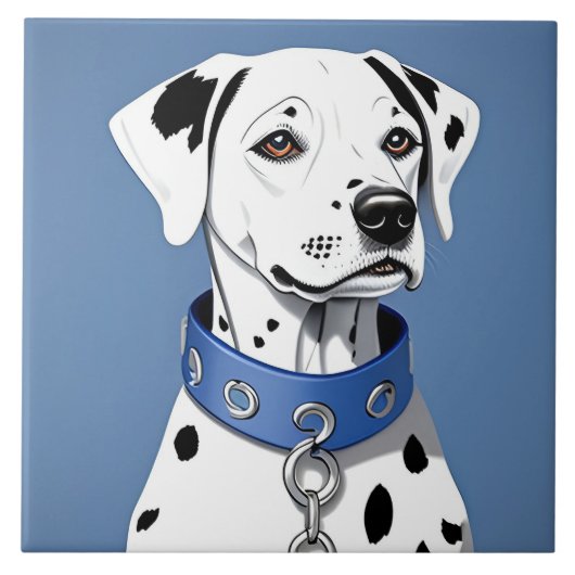Dalmatiër met blauwe halsband tegeltje (Voorkant)
