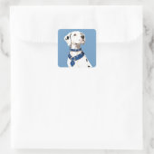 Dalmatiër Met Blauwe Halsband Vierkante Sticker (Tas)