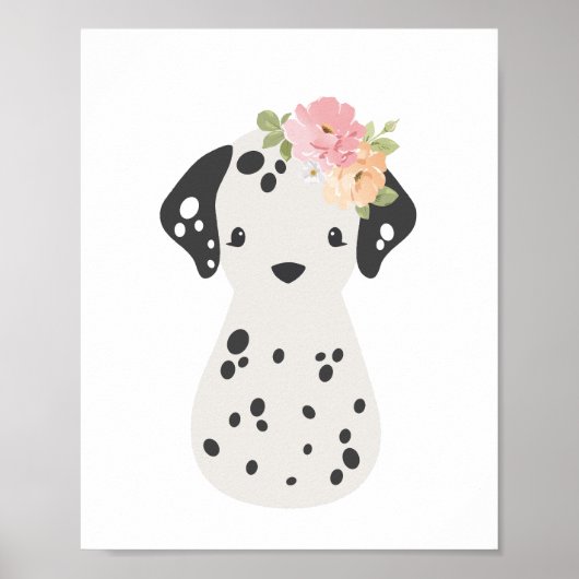 Dalmatiër met Bloemenkroonkwekerij Kinder Poster (Voorkant)