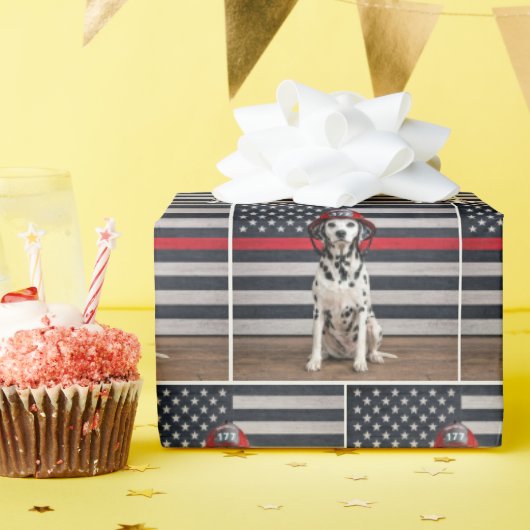 Dalmatiër met brandweerhelm cadeaupapier (Verjaardagsfeest)