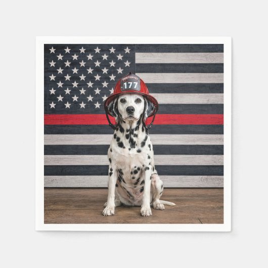 Dalmatiër met brandweerhelm servet (Voorkant)