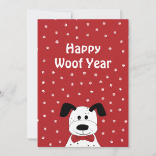 Dalmatiër met een strik stropdas 'Happy Woof Year' Feestdagenkaart