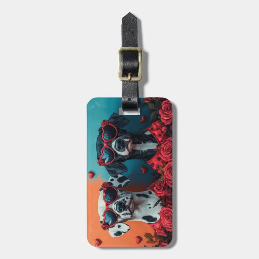 Dalmatiër met hart Rozen Valentijnsdag Bagagelabel (Voorkant verticaal)