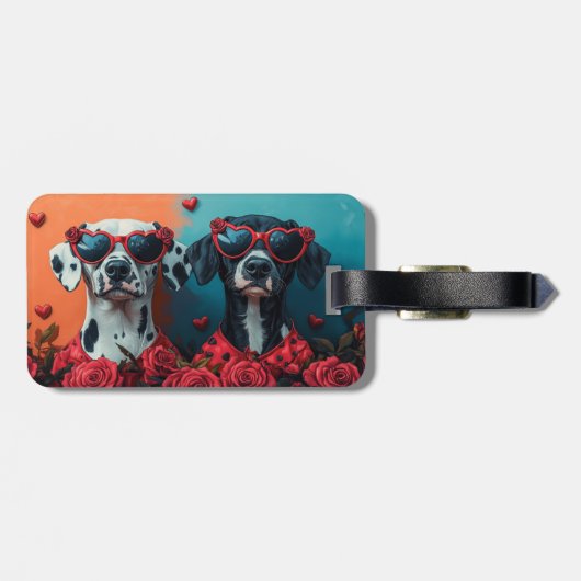 Dalmatiër met hart Rozen Valentijnsdag Bagagelabel (Achterkant horizontaal)