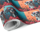 Dalmatiër met hartrozen Valentijnsdag  Cadeaupapier (Rol Hoek)