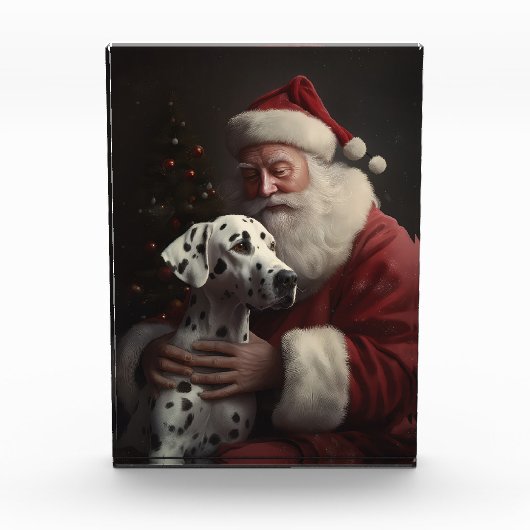Dalmatiër met kerstman feestelijke kerst fotoblokken (Voorkant)