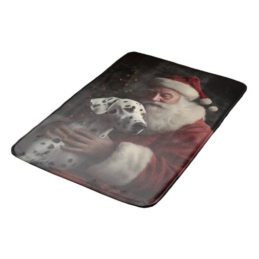 Dalmatiër met Kerstman Feestelijke Kerstmis Badmat (Gekanteld)