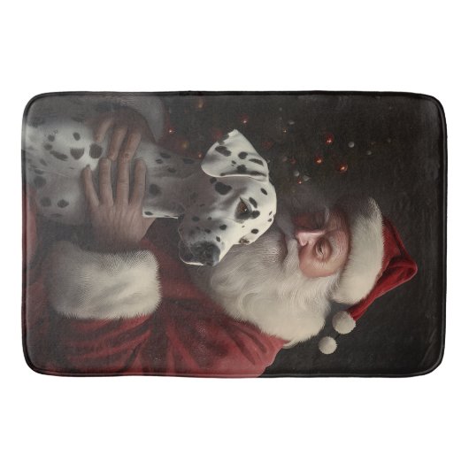 Dalmatiër met Kerstman Feestelijke Kerstmis Badmat (Voorkant)