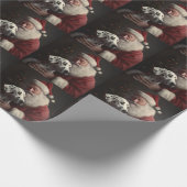 Dalmatiër met Kerstman Feestelijke Kerstmis Cadeaupapier (Hoek)