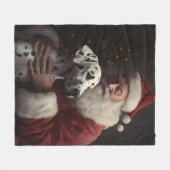 Dalmatiër met kerstman Feestelijke Kerstmis Fleece Deken (Voorkant (Horizontaal))