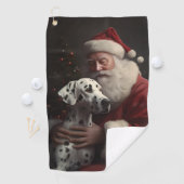 Dalmatiër met Kerstman Feestelijke Kerstmis Golfhanddoek (Insitu)
