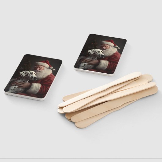 Dalmatiër met Kerstman Feestelijke Kerstmis Handwaaier (Niet-gemonteerd)