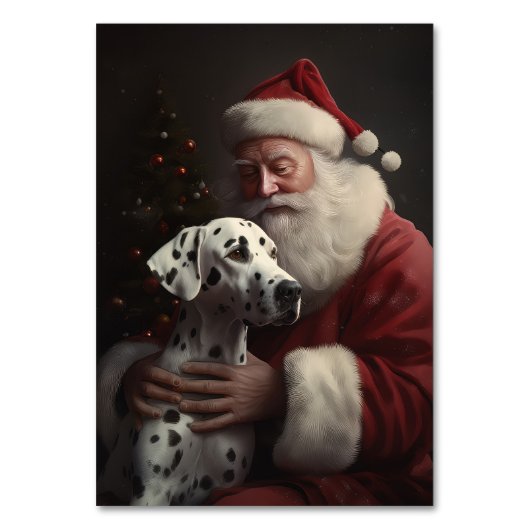 Dalmatiër met Kerstman Feestelijke Kerstmis Kaart (Voorkant)