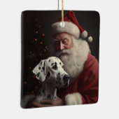 Dalmatiër met Kerstman Feestelijke Kerstmis Keramisch Ornament (Rechts)