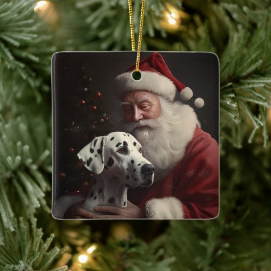 Dalmatiër met Kerstman Feestelijke Kerstmis Keramisch Ornament (Boom)