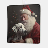 Dalmatiër met Kerstman Feestelijke Kerstmis Keramisch Ornament (Links)