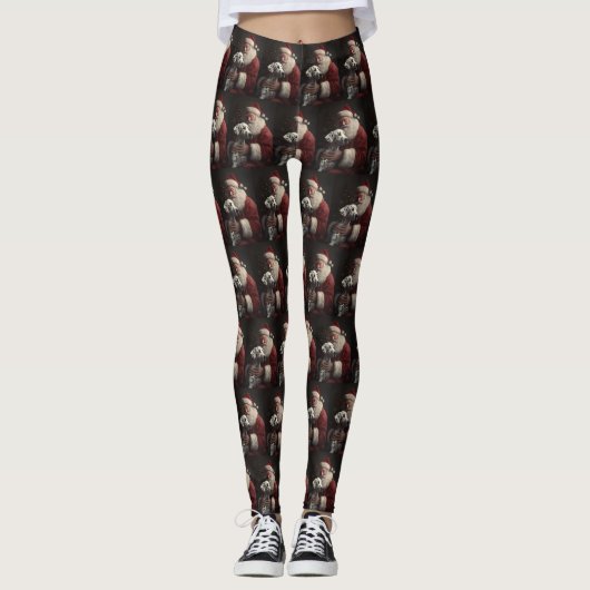 Dalmatiër met Kerstman Feestelijke Kerstmis Leggings (Voorkant)