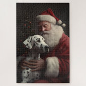 Dalmatiër met Kerstman Feestelijke Kerstmis Legpuzzel (Verticaal)