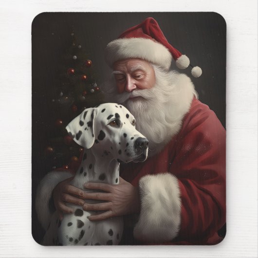 Dalmatiër met kerstman Feestelijke Kerstmis Muismat (Voorkant)
