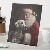 Dalmatiër met Kerstman Feestelijke Kerstmis Reclamebord Met Voetstuk (Insitu)
