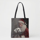 Dalmatiër met Kerstman Feestelijke Kerstmis Tote Bag (Voorkant)