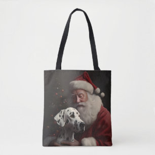 Dalmatiër met Kerstman Feestelijke Kerstmis Tote Bag
