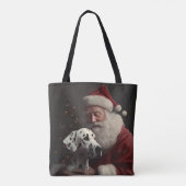 Dalmatiër met Kerstman Feestelijke Kerstmis Tote Bag (Achterkant)