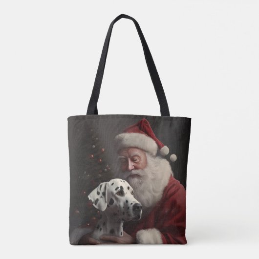 Dalmatiër met Kerstman Feestelijke Kerstmis Tote Bag (Achterkant)
