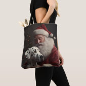 Dalmatiër met Kerstman Feestelijke Kerstmis Tote Bag (Dichtbij)