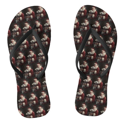 Dalmatiër met Kerstman Festieve Kerst Teenslippers (Voetbed)