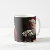 Dalmatiër met Kerstman Festieve Kerstmis Koffiemok (Voorkant rechts)