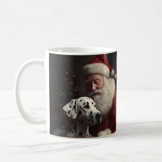 Dalmatiër met Kerstman Festieve Kerstmis Koffiemok (Links)