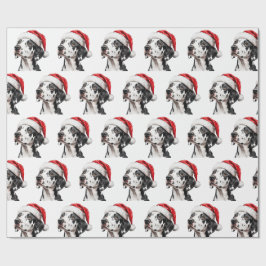 Dalmatiër met kerstmuts cadeaupapier