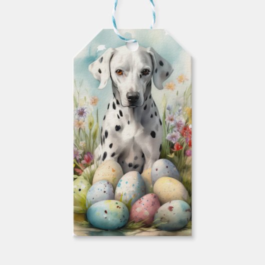 Dalmatiër met paaseieren cadeaulabel (Voorkant)