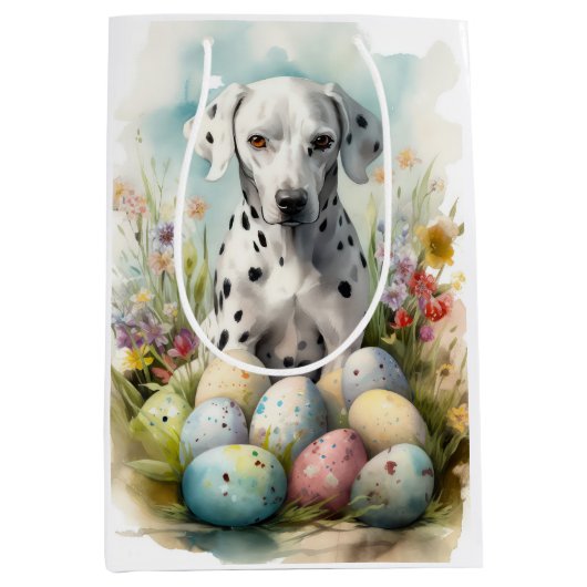 Dalmatiër met paaseieren medium cadeauzakje (Voorkant)