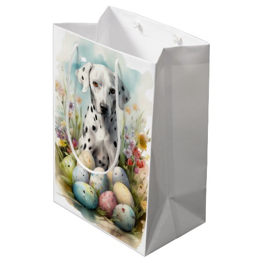Dalmatiër met paaseieren medium cadeauzakje (Achterkant Gekanteld)
